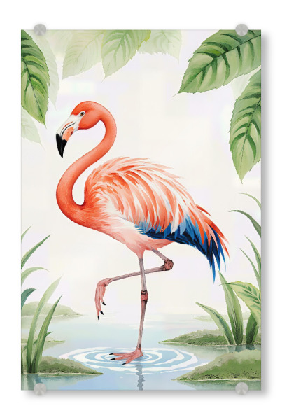 Acrylglasbild "Flamingo-Aquarellkunst" artboxONE - Natur,Floral,Tiere