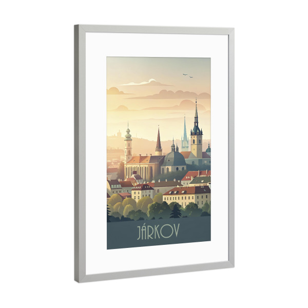 Poster mit Rahmen Silber "Skyline von Járkov" artboxONE - Städte,Reise,Abstrakt,Architektur