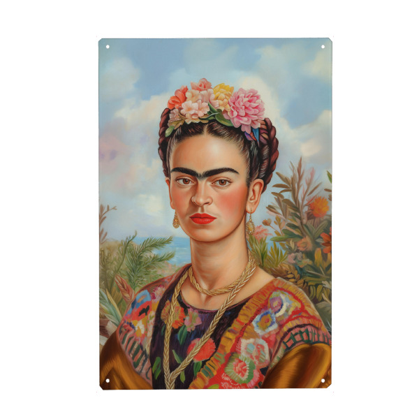 Metall Poster "Frida im Blütengarten" artboxONE - Natur,Floral,Menschen