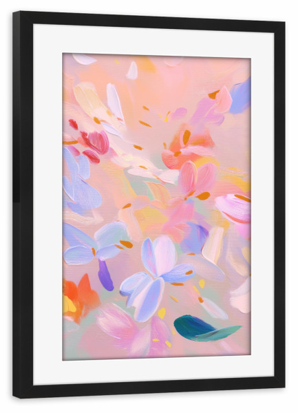 Poster mit Rahmen schwarz "Florales Blütentanz" artboxONE - Natur,Floral,Abstrakt