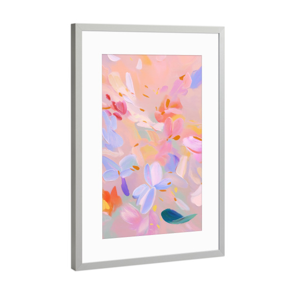 Poster mit Rahmen Silber "Florales Blütentanz" artboxONE - Natur,Floral,Abstrakt