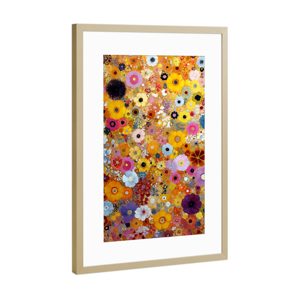 Poster mit Rahmen Gold "Blumen Abst. I, Klimt (matart)" artboxONE - Natur,Floral - Blumen,Garten,Wiese,Natur,Abstraktion,Kunst,Gustav klimt,Klimt