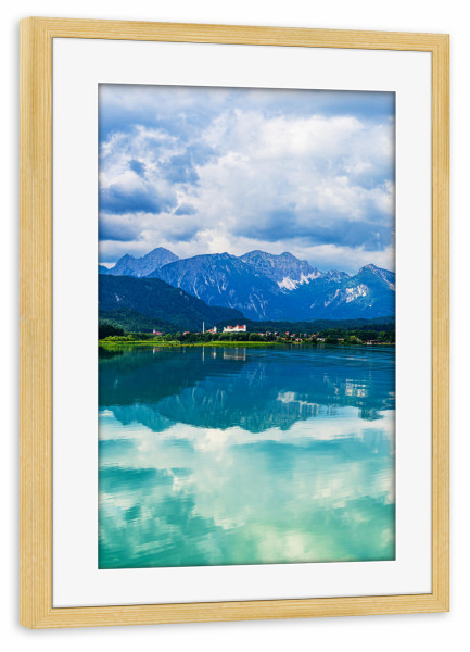 Poster mit Rahmen kiefer "Forggensee und Füssen" artboxONE - Natur,Reise