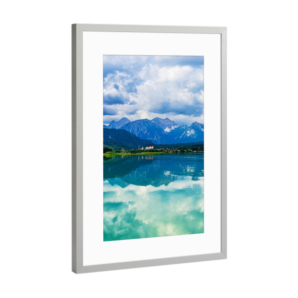 Poster mit Rahmen Silber "Forggensee und Füssen" artboxONE - Natur,Reise