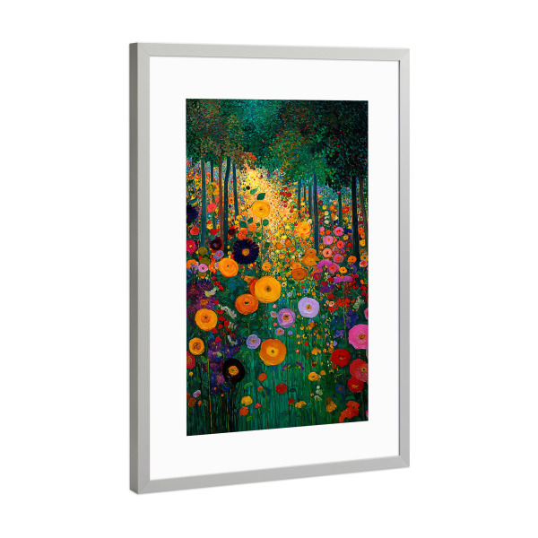Poster mit Rahmen Silber "Waldblumen B, Klimt (matart)" artboxONE - Natur,Floral - Blumen,Forest,Natur,Abstraktion,Kunst,Gustav klimt,Klimt