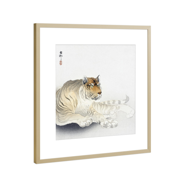 Poster mit Rahmen Gold "Tiger von Ohara Koson" artboxONE - Natur,Tiere,Für Papa