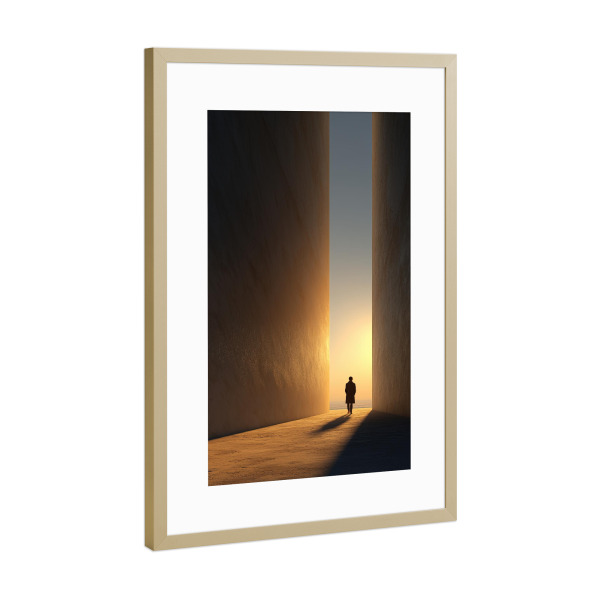 Poster mit Rahmen Gold "Licht am Ende" artboxONE - Menschen
