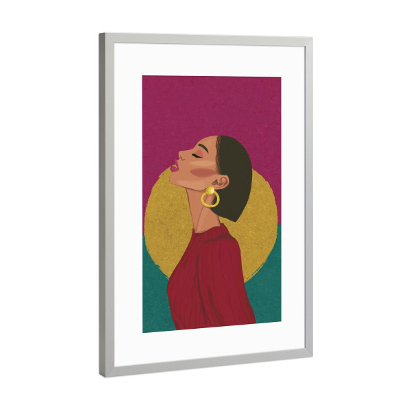 Poster mit Rahmen Silber "Leuchten Sie vor Anmut" artboxONE - Menschen,Fashion