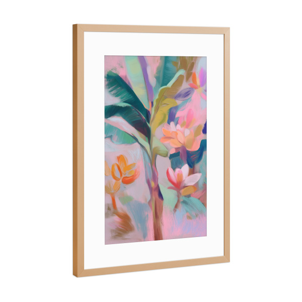 Poster mit Rahmen Kupfer "Tropischer Pinselzauber" artboxONE - Natur,Floral,Abstrakt