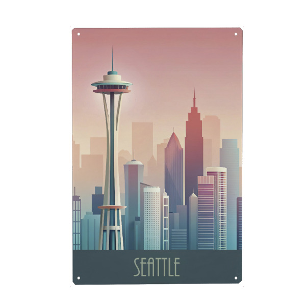 Holzbild "Skyline von Seattle" artboxONE - Städte,Reise,Abstrakt,Architektur