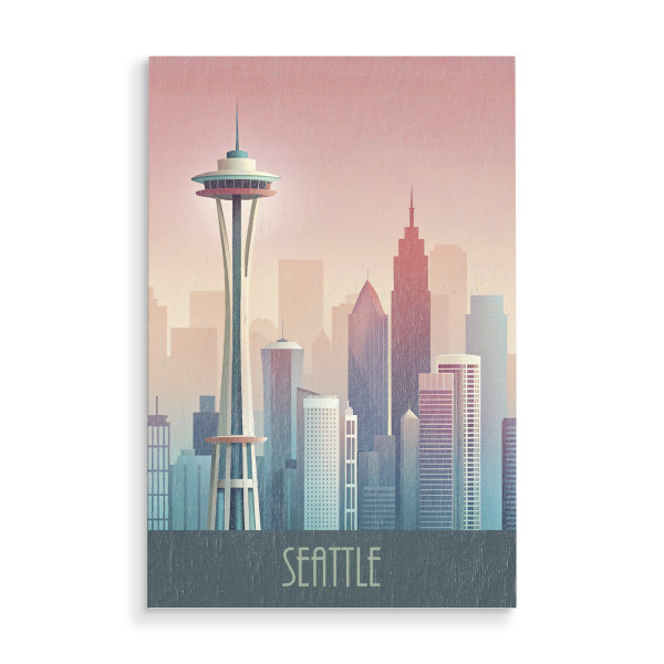 Holzbild "Skyline von Seattle" artboxONE - Städte,Reise,Abstrakt,Architektur