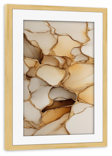 Poster mit Rahmen kiefer "Organic Flow – Golden Veins" artboxONE - Abstrakt