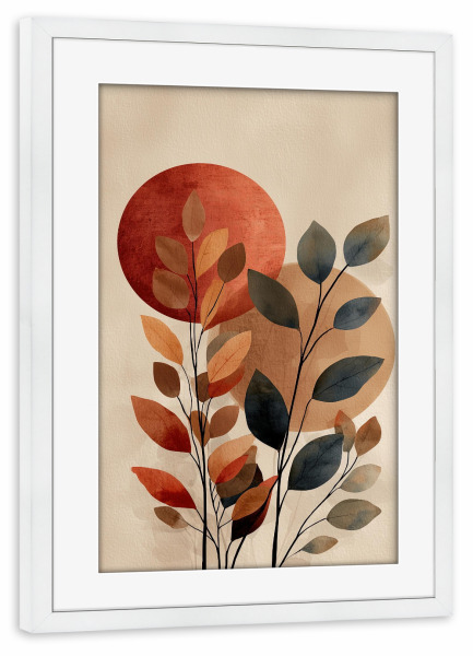 Poster mit Rahmen weiß "Sanfte Blätter" artboxONE - Natur,Geometrie