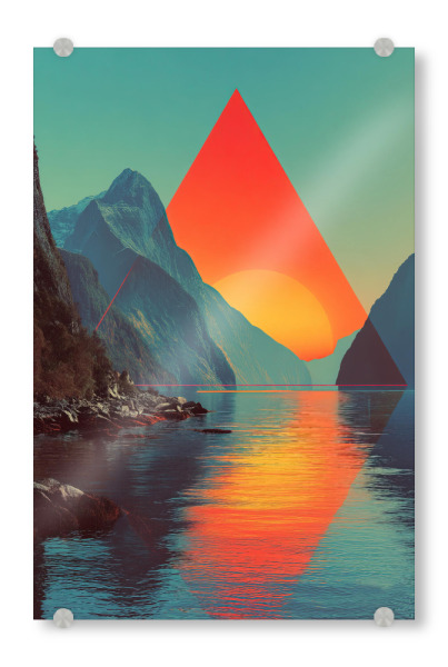 Acrylglasbild "Fjord im Farbfeuer" artboxONE - Natur,Abstrakt,Geometrie