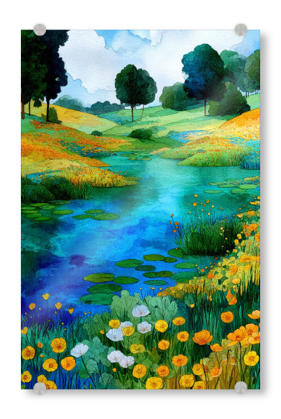 Acrylglasbild "Wald im Klimt-Stil C" artboxONE - Natur,Floral - Wald,Natur,Klimt,Baum,Botanik,Aquarell