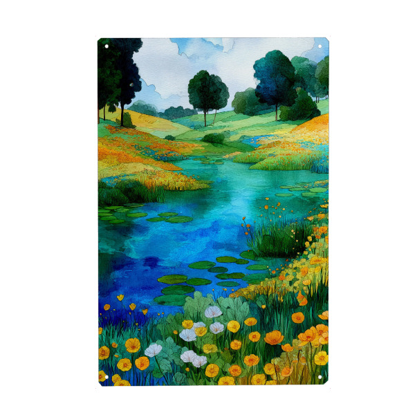 Holzbild "Wald im Klimt-Stil C" artboxONE - Natur,Floral - Wald,Natur,Klimt,Baum,Botanik,Aquarell