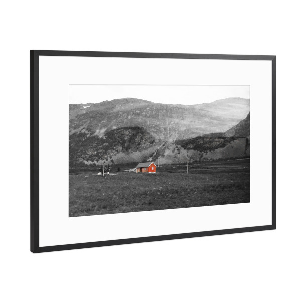 Poster mit Rahmen Schwarz (Metallic) "Lappland" artboxONE - Reise,Schwarzweiß,Reise / Länder