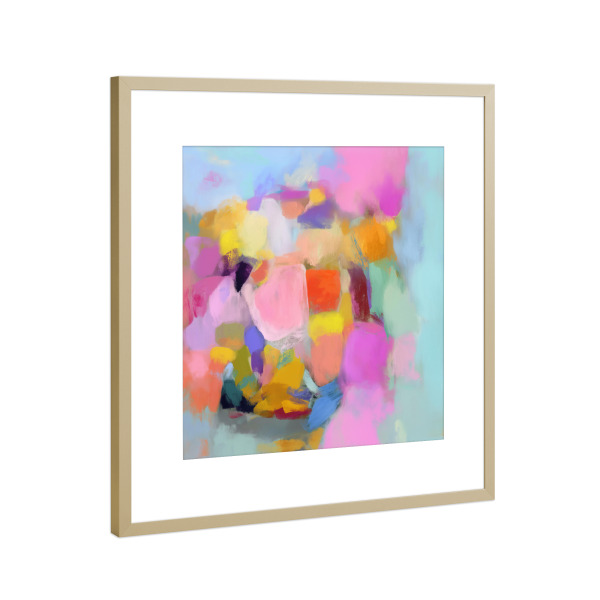 Poster mit Rahmen Gold "Sanfte Traumfelder" artboxONE - Natur,Abstrakt,Geometrie