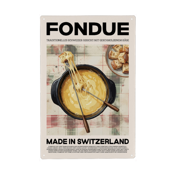Metall Poster "Fondue Schweiz" artboxONE - Essen & Trinken