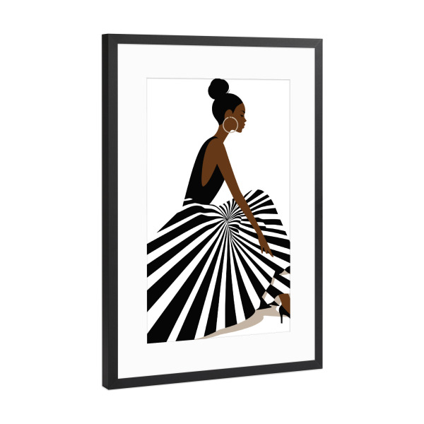 Poster mit Rahmen Schwarz (Metallic) "Elegance in Stripes" artboxONE - Fashion