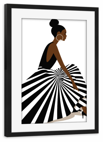 Poster mit Rahmen schwarz "Elegance in Stripes" artboxONE - Fashion