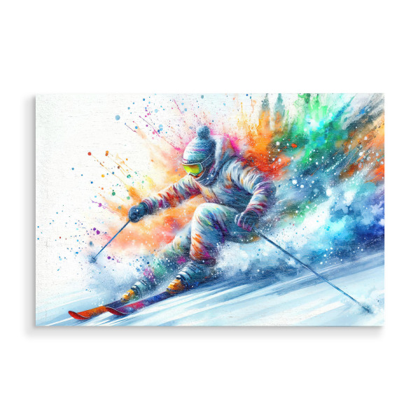 Holzbild "Lebhaftes Skiabenteuer" artboxONE - Abstrakt,Sport,Sport / Motivation