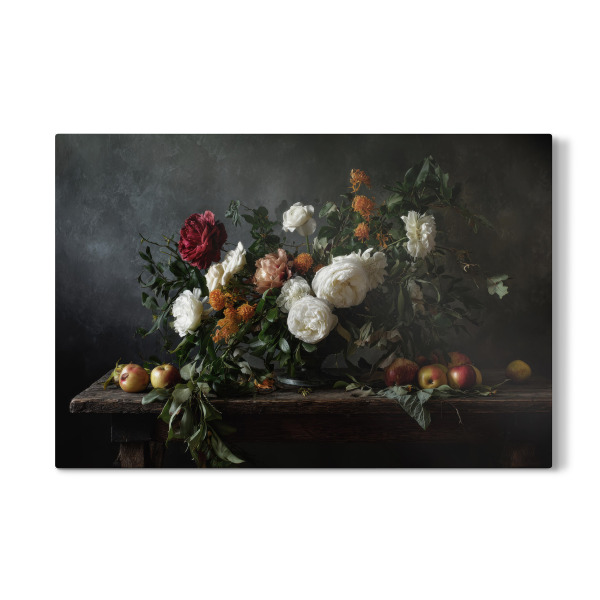 Galerie-Print "Klassisches Blumenbouquet & Äpfel" 75x50 cm artboxONE
