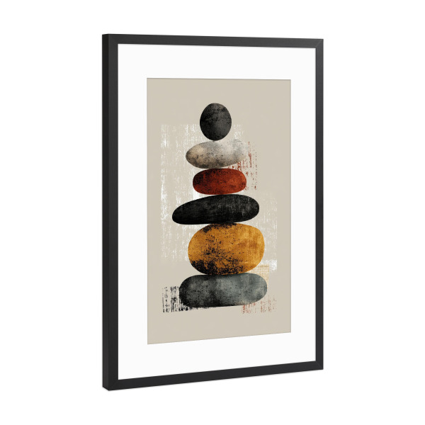 Poster mit Rahmen Schwarz (Metallic) "Gestapelte Harmonie" artboxONE - Abstrakt,Geometrie