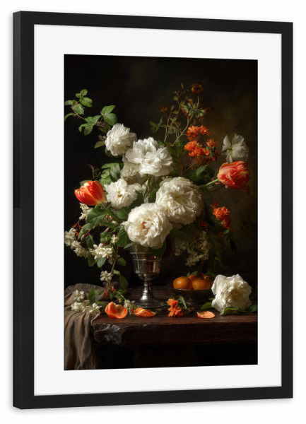 Poster mit Rahmen schwarz "Blumenstrauß Vintage" artboxONE - Floral