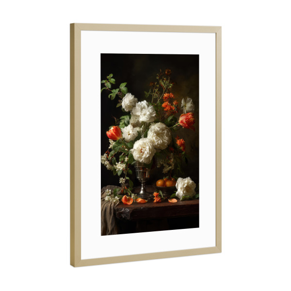 Poster mit Rahmen Gold "Blumenstrauß Vintage" artboxONE - Floral