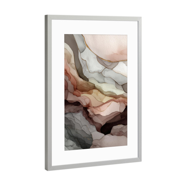 Poster mit Rahmen Silber "Zwischen Schichten der Stille" artboxONE - Natur,Abstrakt