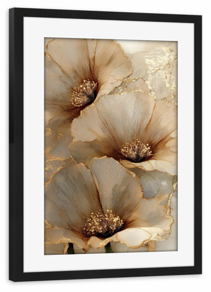 Poster mit Rahmen schwarz "Organische Eleganz in Gold" artboxONE - Natur,Floral,Abstrakt
