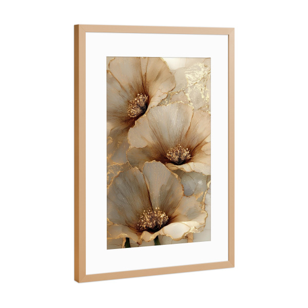 Poster mit Rahmen Kupfer "Organische Eleganz in Gold" artboxONE - Natur,Floral,Abstrakt