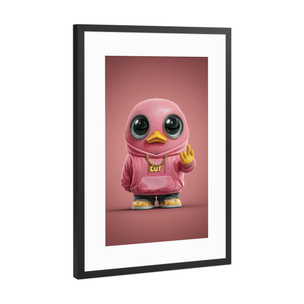 Poster mit Rahmen Schwarz (Metallic) "Too Cute to Care" artboxONE - Für Kinder,Menschen,Streetart,Fiktion,Lustig