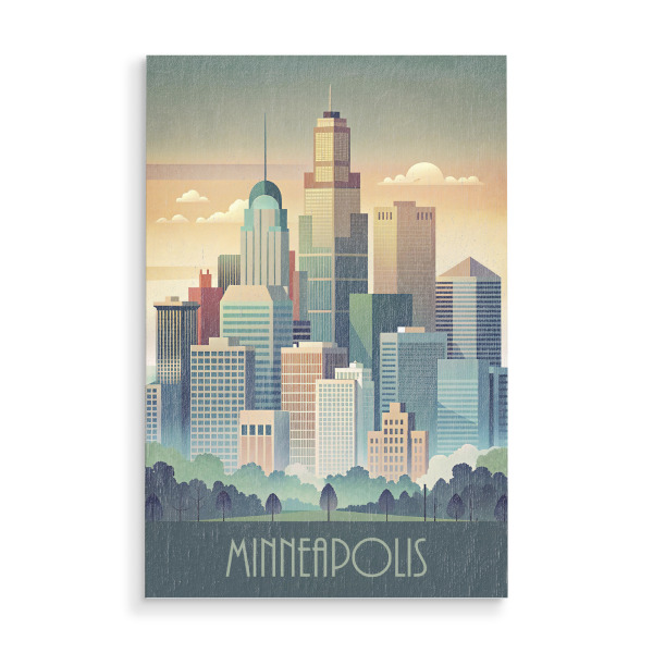 Holzbild "Skyline von Minneapolis" artboxONE - Städte,Reise,Abstrakt,Architektur