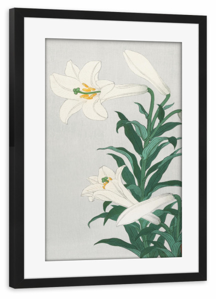 Poster mit Rahmen schwarz "Lilien von Ohara Koson" artboxONE - Natur,Floral