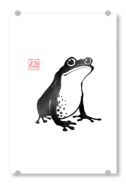 Acrylglasbild "Frosch SW" artboxONE - Tiere,Schwarzweiß,Reise / Asien - Sumie,Japan,Frosch,Tier,Schwarzweiß,Malerei