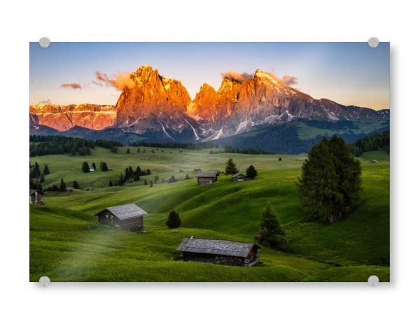 Acrylglasbild "Alpenglühen in Südtirol" artboxONE - Reise,Buchstaben / S