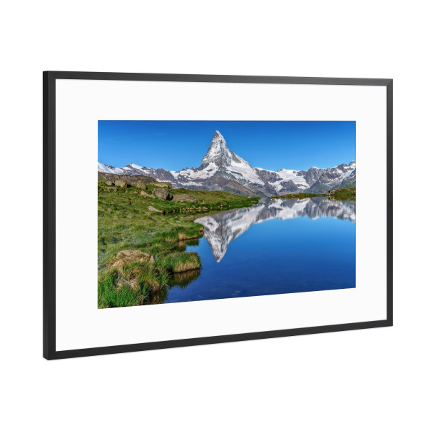 Poster mit Rahmen Schwarz (Metallic) "Sommer am Matterhorn" artboxONE - Natur,Reise,Reise / Länder