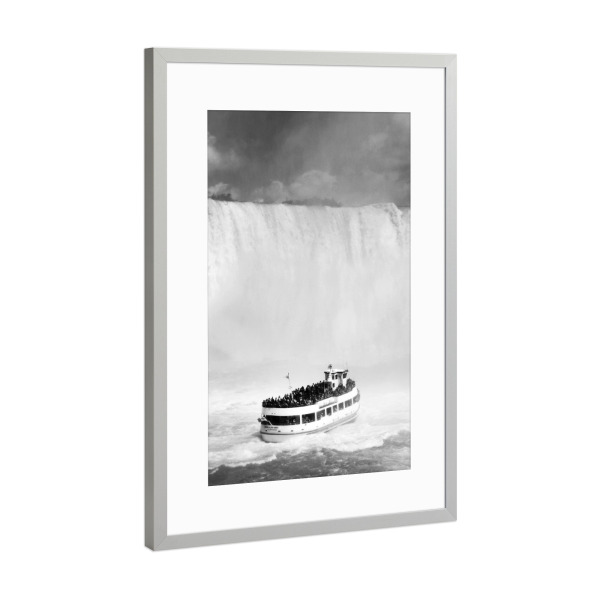 Poster mit Rahmen Silber "Die Wasserfälle von Niagara" artboxONE - Reise,Schwarzweiß,Reise / Länder