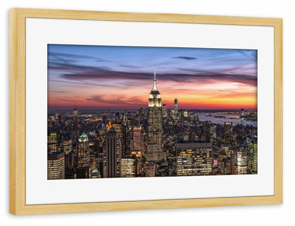Poster mit Rahmen kiefer "Sonnenuntergang New York City" artboxONE - Städte,Städte / New York,Reise,Architektur