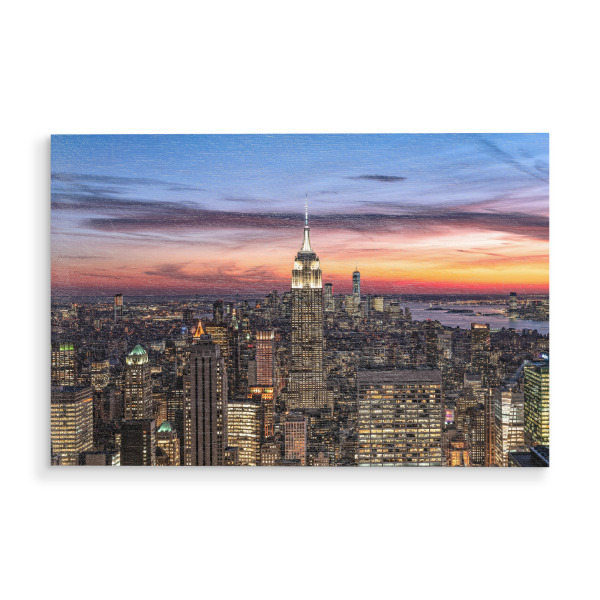 Holzbild "Sonnenuntergang New York City" artboxONE - Städte,Städte / New York,Reise,Architektur