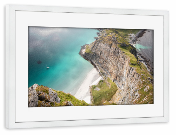 Poster mit Rahmen weiß "Traumstrand in Norwegen" artboxONE - Natur,Reise / Strand und Meer