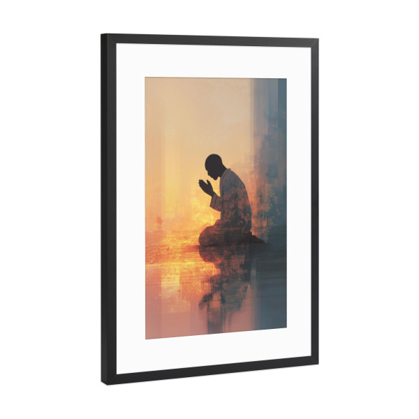 Poster mit Rahmen Schwarz (Metallic) "Zwischen Hoffnung und Stille" artboxONE - Menschen,Liebe