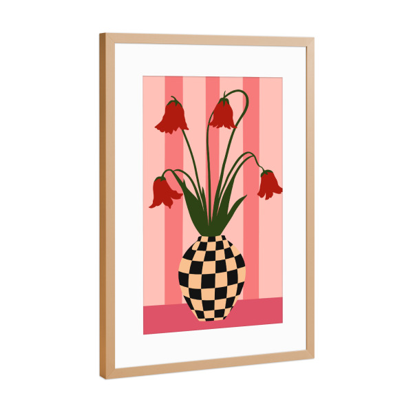 Poster mit Rahmen Kupfer "Checkered Bloom" artboxONE - Abstrakt