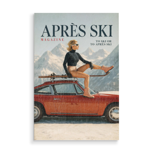 Holzbild "Après-Ski-Chic Vintage Alpine" artboxONE - Reise,Automobile,Fashion