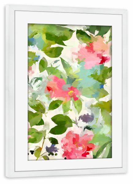 Poster mit Rahmen weiß "Delicious Garden" artboxONE - Floral,Abstrakt - Floral,Flowers,Nature,Botanical,Abstract,Plants,Blossom,Garden,Meadow