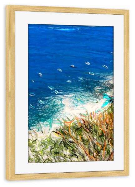 Poster mit Rahmen kiefer "Harbor Winds" artboxONE - Natur,Abstrakt - Nature,Outdoors,Landscape,Harbor,Boats,Abstract,Scenic