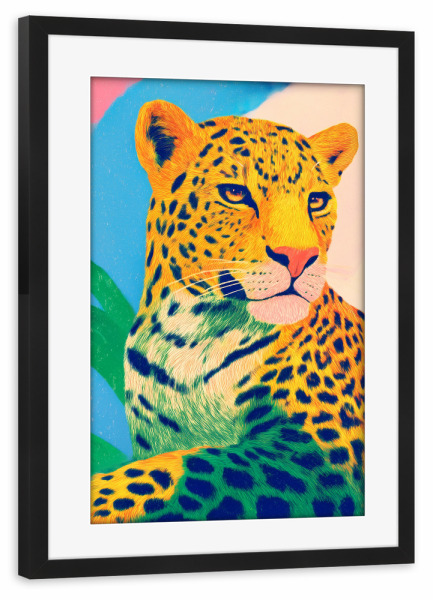 Poster mit Rahmen schwarz "Leoparden Stolz" artboxONE - Natur,Tiere,Abstrakt