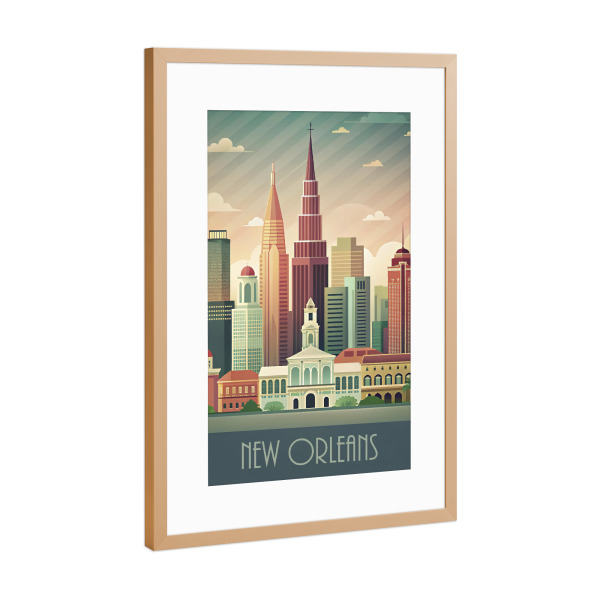 Poster mit Rahmen Kupfer "Skyline von New Orleans" artboxONE - Städte,Reise,Abstrakt,Architektur